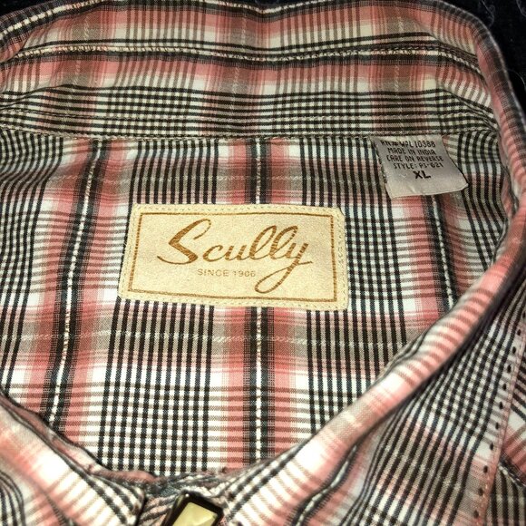 SCULLY PEARL SNAP ROCKABILLY SHIRT SZ XL BROWN PLAID COWBOY WESTERN COTTON MENS - Picture 3 of 7